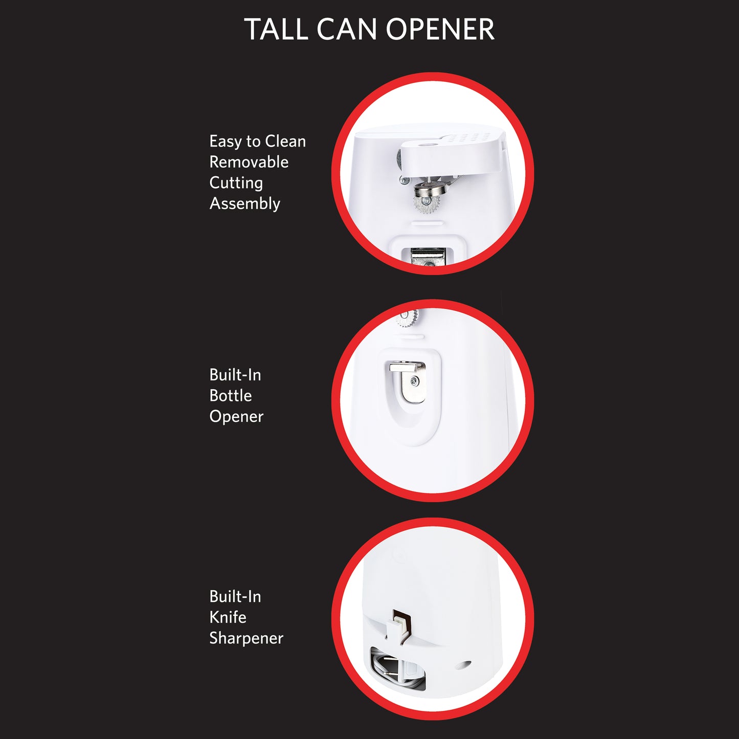 EC600W Tall Can Opener, White