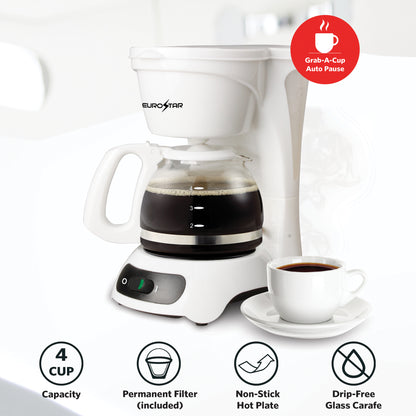 ECM622W 4-Cup Coffeemaker, White