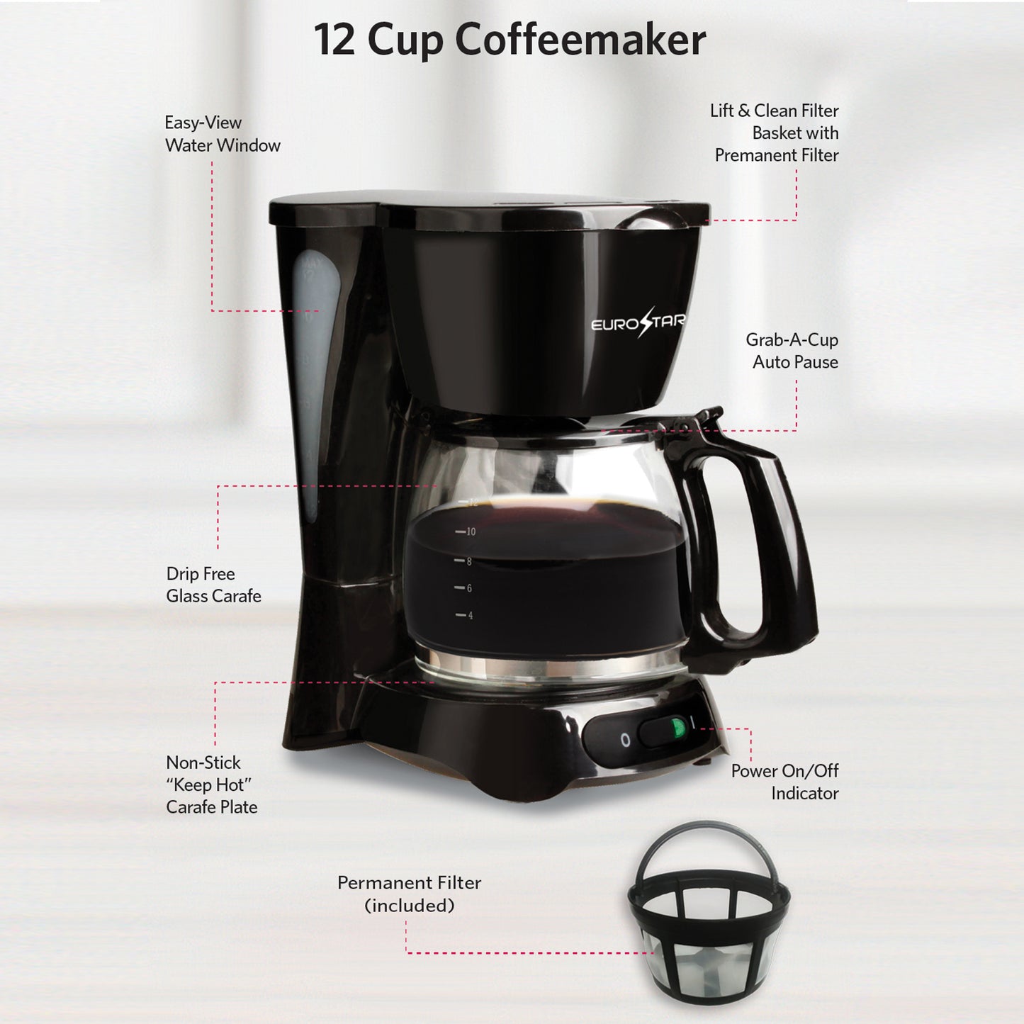 ECM640B 12-Cup Coffee Maker, Black