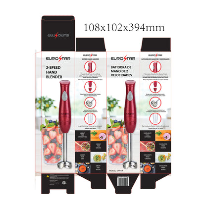 EH441R 2-Speed Hand Blender with Stainless Steel Detachable Shaft, Red