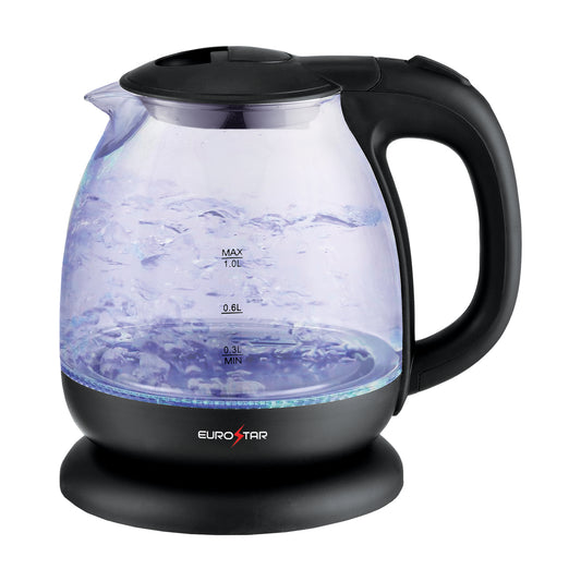 EKG100BK 1.0L Glass Electric Kettle, Black