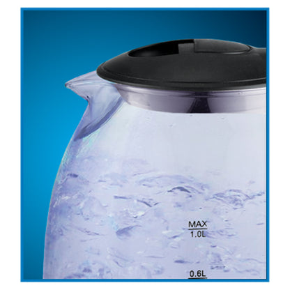 EKG100BK 1.0L Glass Electric Kettle, Black