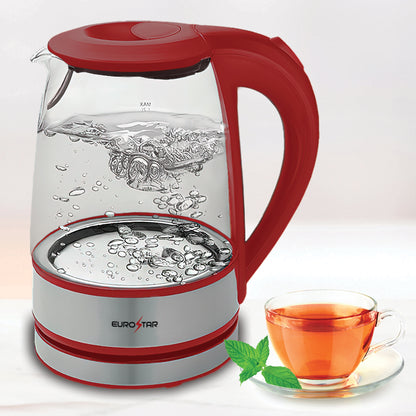 EKG121RD 1.2L Glass Kettle, Red