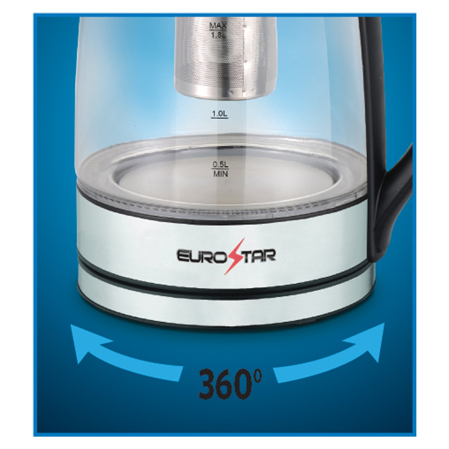 EKG18TFBK 1.8L Glass Electric Kettle with Tea Infuser