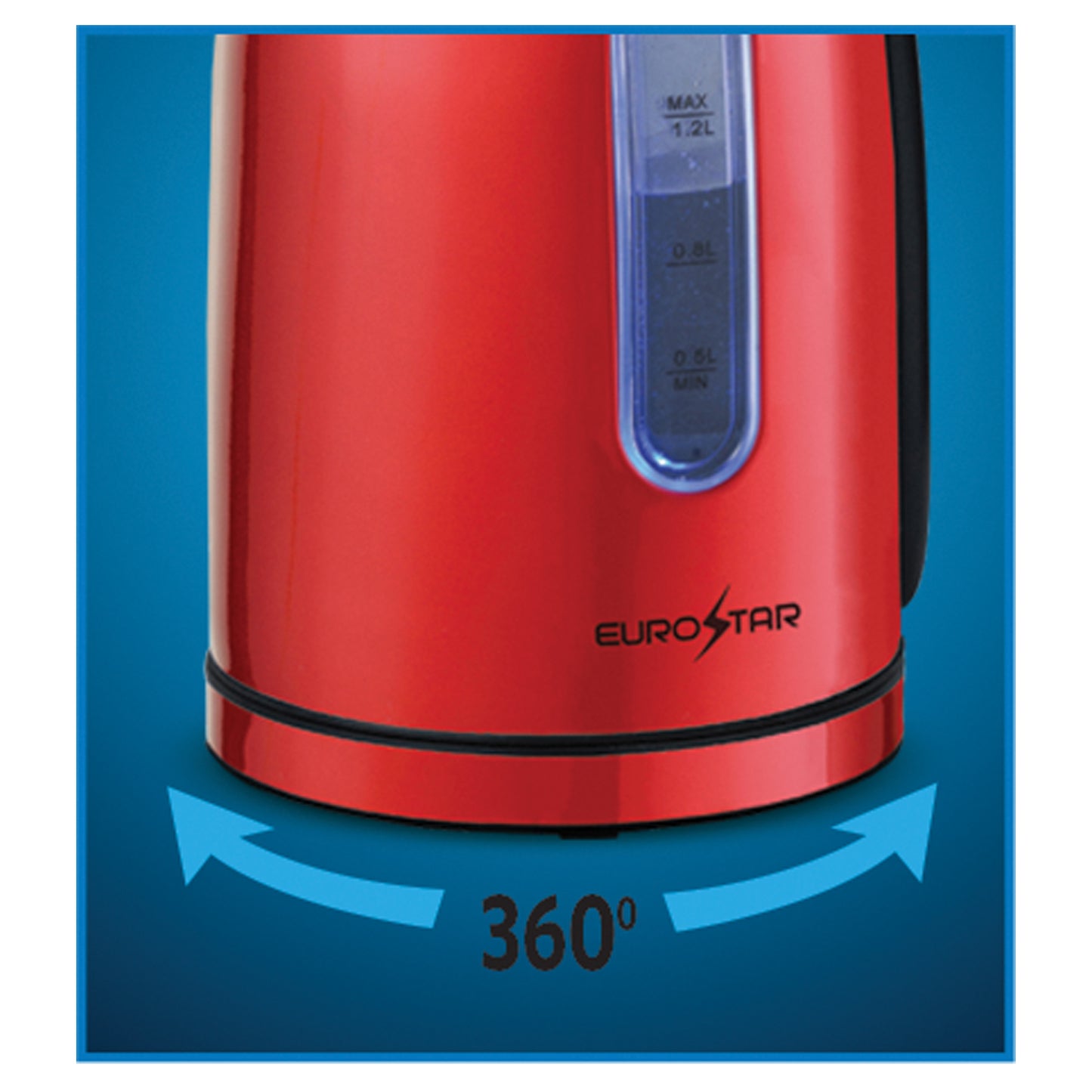EKS12RD 1.2L Stainless Steel Electric Kettle, Red