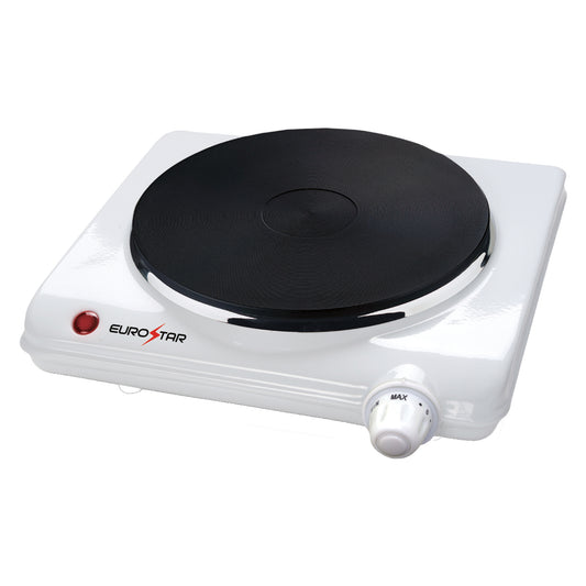 ES131W 1000W Single Burner with Cast-Iron Flat Plate, White
