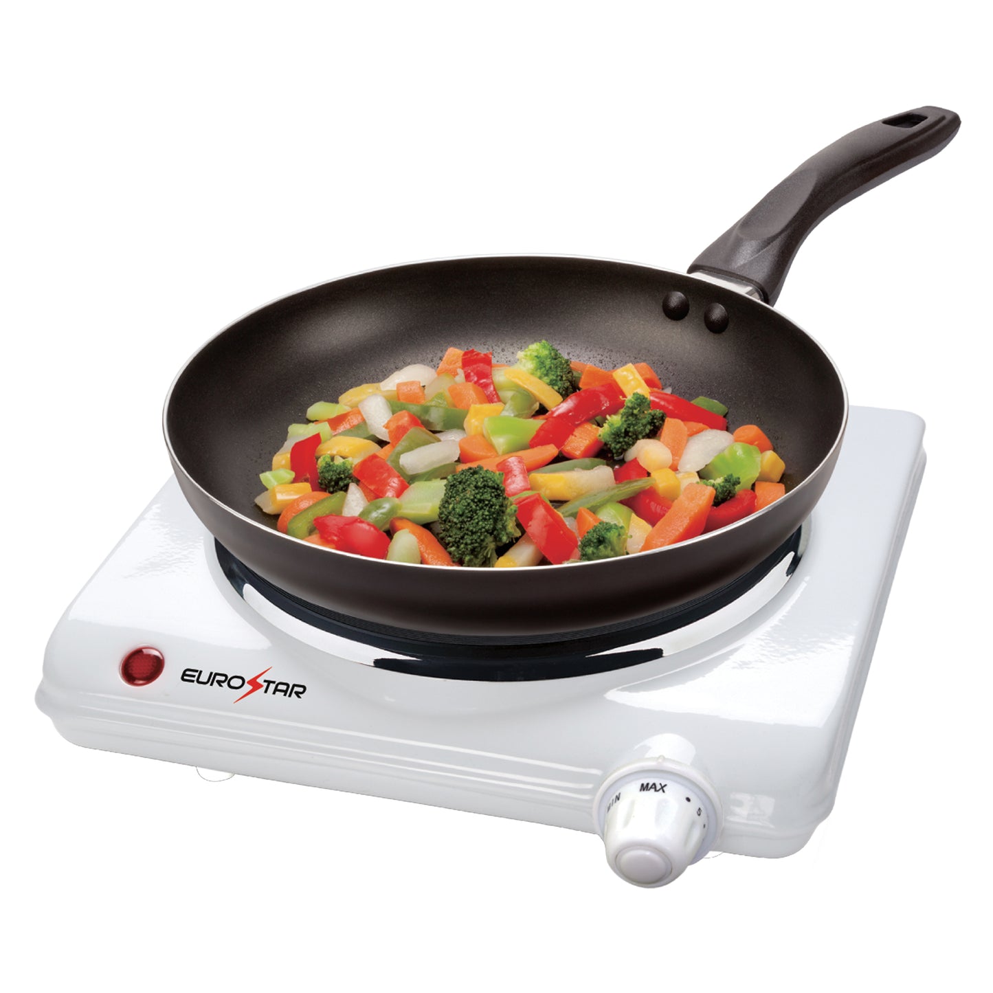 ES131W 1000W Single Burner with Cast-Iron Flat Plate, White