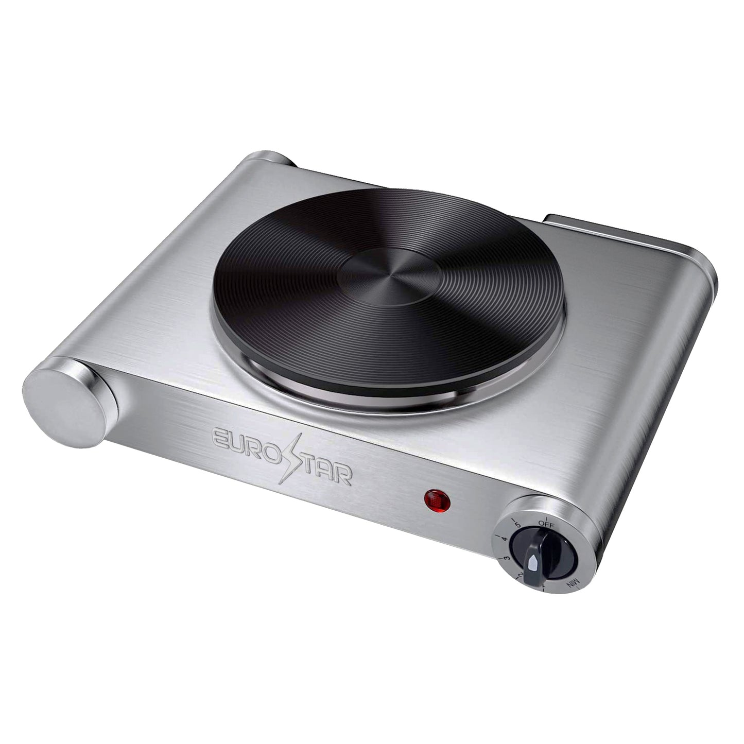 ES181SS Stainless Steel Single Burner with Cast-Iron Flat Plate, Silver