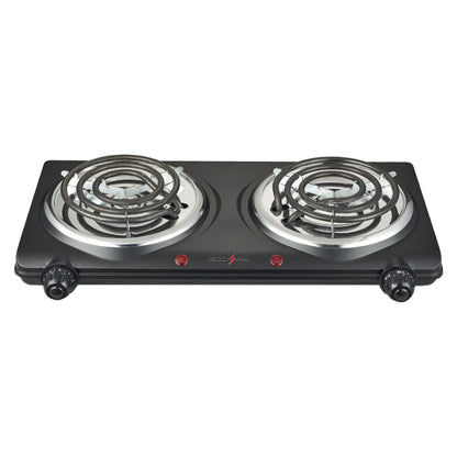 ES202BK Double Burner with Spiral Plates, Black