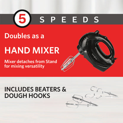 ESM900BC 200W 3 Quart 5-Speed Stand/Hand Mixer, Black