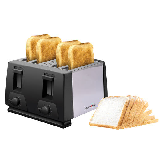 ET740B 4-Slice Stainless Steel Toaster, Black