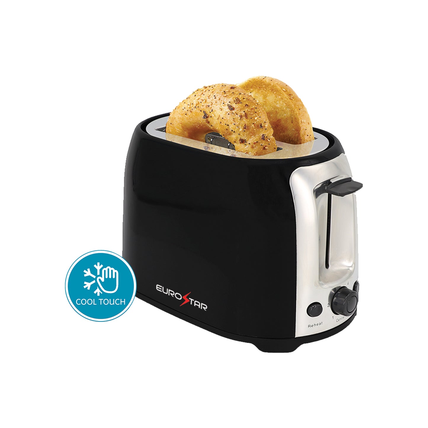 ET750B 2-Slice Cool Touch Wide-Slot Toaster, Black
