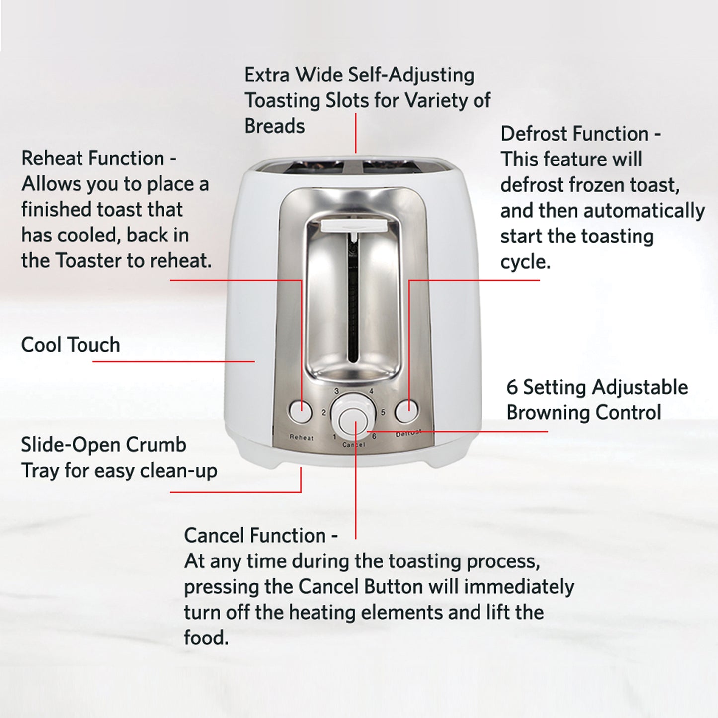ET752W 2-Slice Extra Wide-Slot Toaster, White