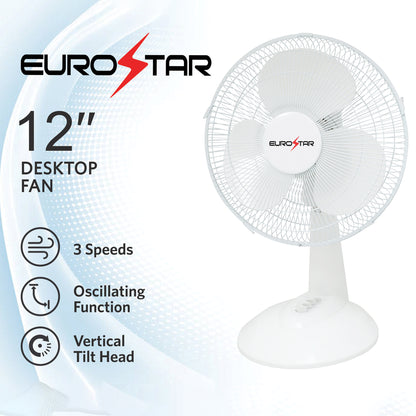 FDF12W 12" Desktop Fan, White