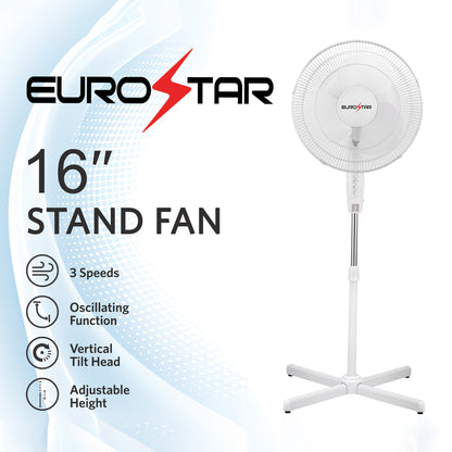 FSF16W 16" Stand Fan, White