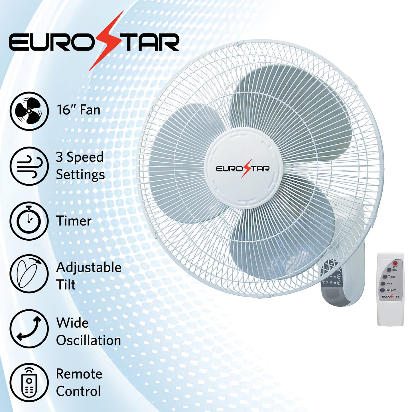 FWF166W 16" Wall Fan with Remote, White