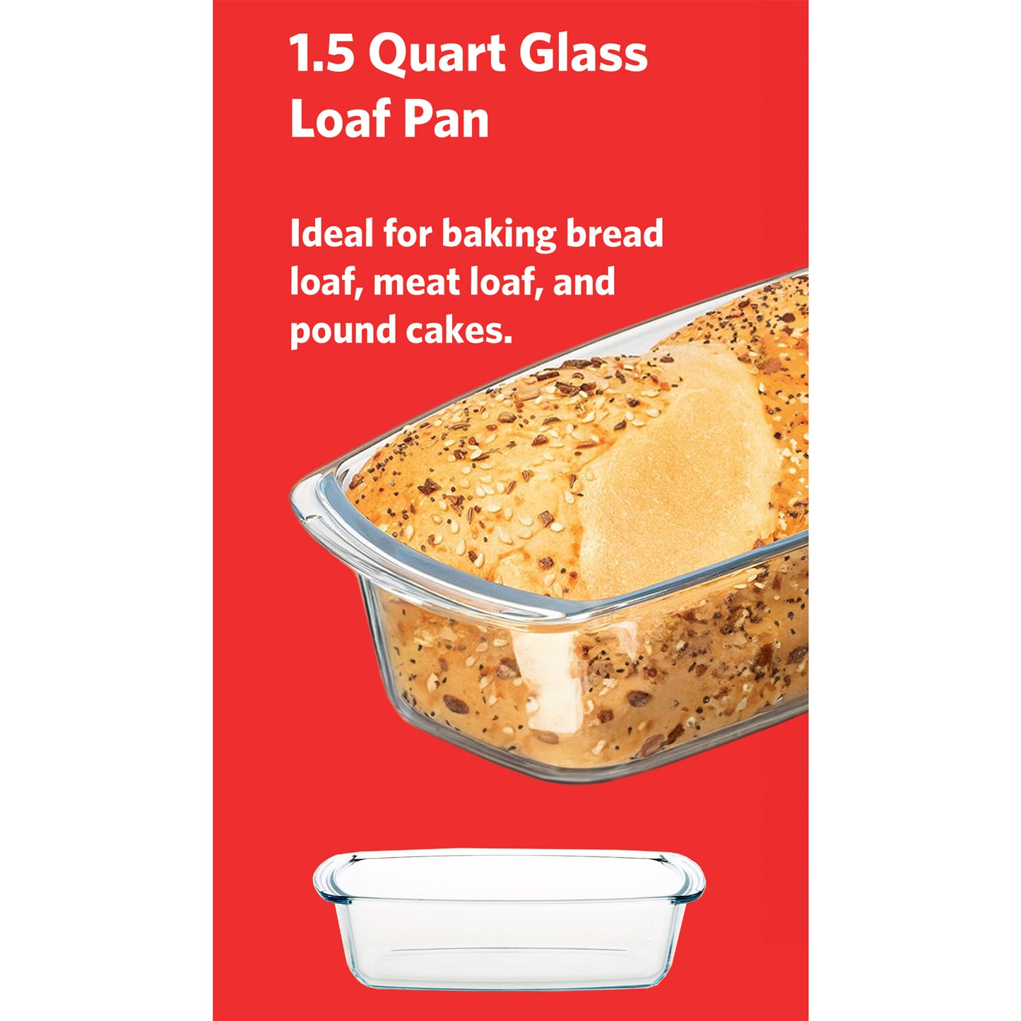 GB15RCTX 1.5 Quart Glass Loaf Pan