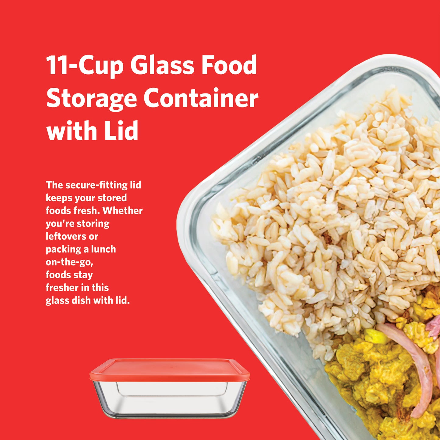 GS11RCTR Glass Food Storage Container with Lids