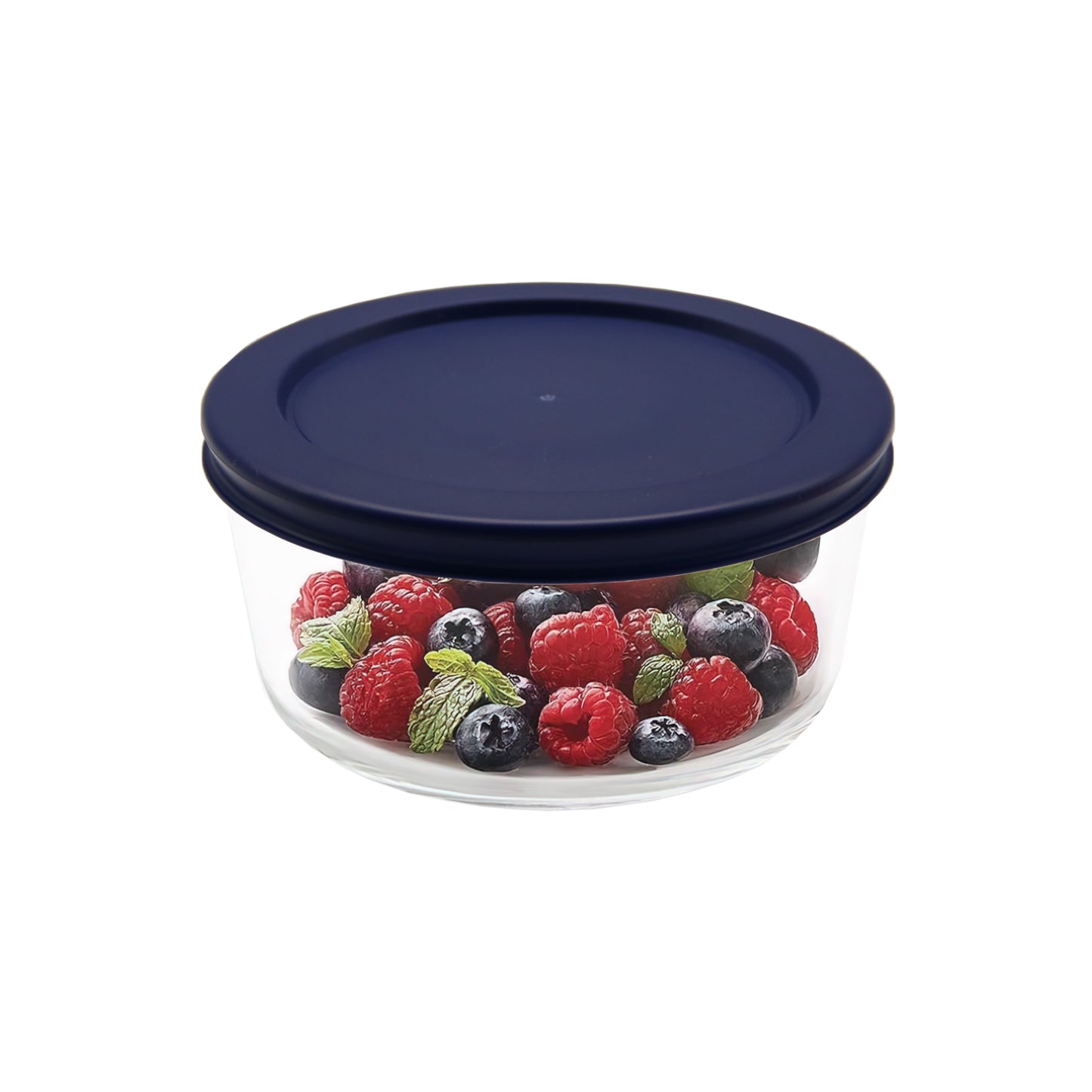 GS2CA 2-Cup Round Glass Food Storage Container with Blue Lids