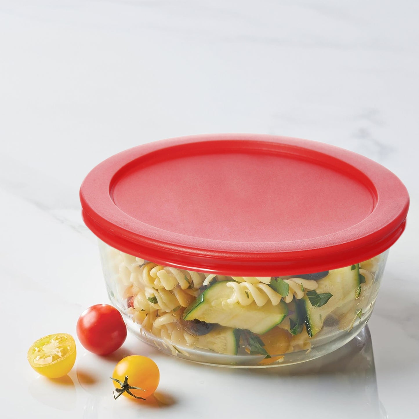GS2CX3RD 6 Piece 2-Cup Round Storage Set with Red Lids