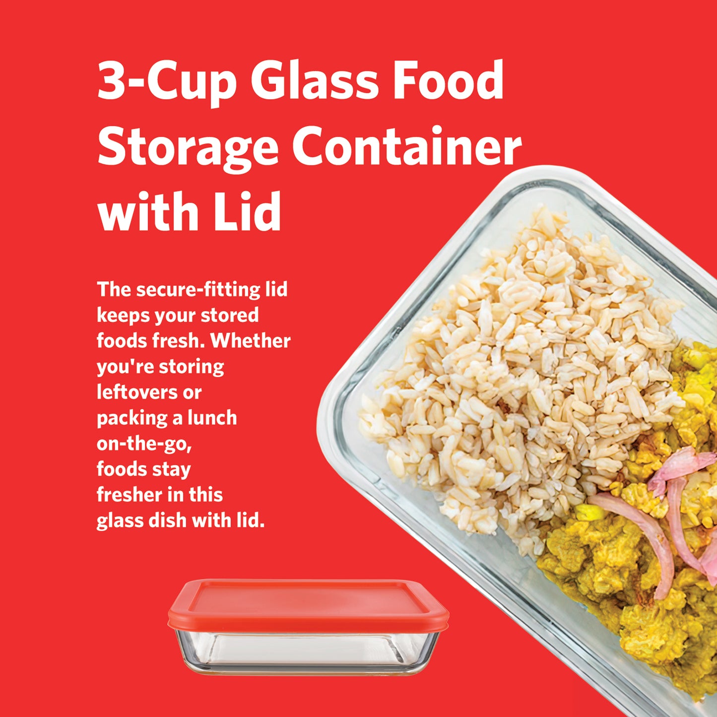 GS3RCTR Glass Food Storage Container with Lids