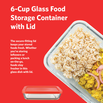 GS6RCTR Glass Food Storage Container with Lids
