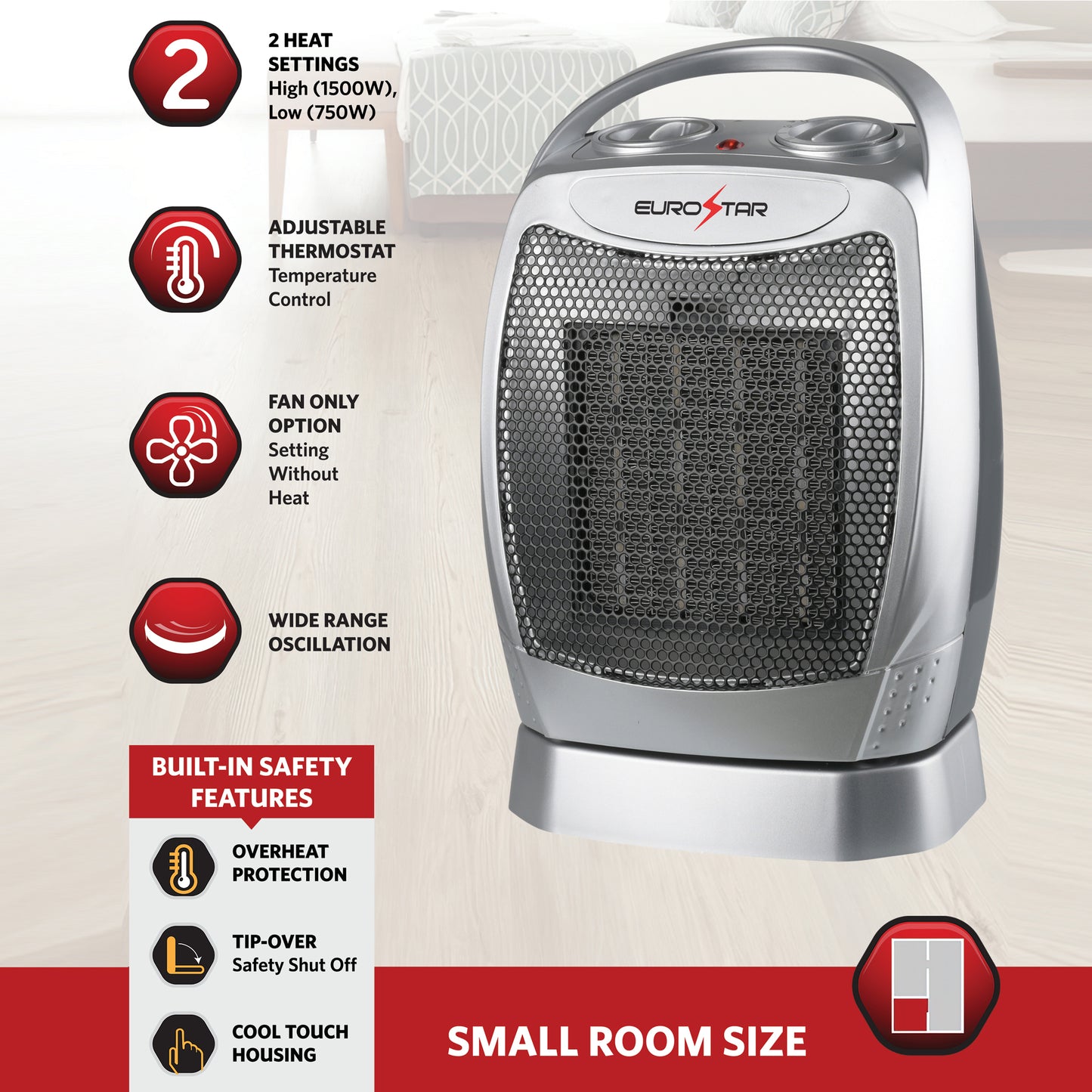 HCH5409S Oscillating Ceramic Heater, Silver