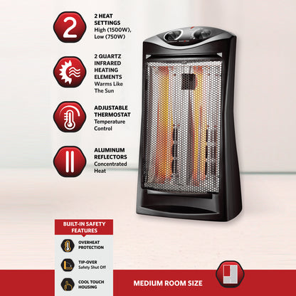 HQH341BK Infrared Quartz Heater, Black