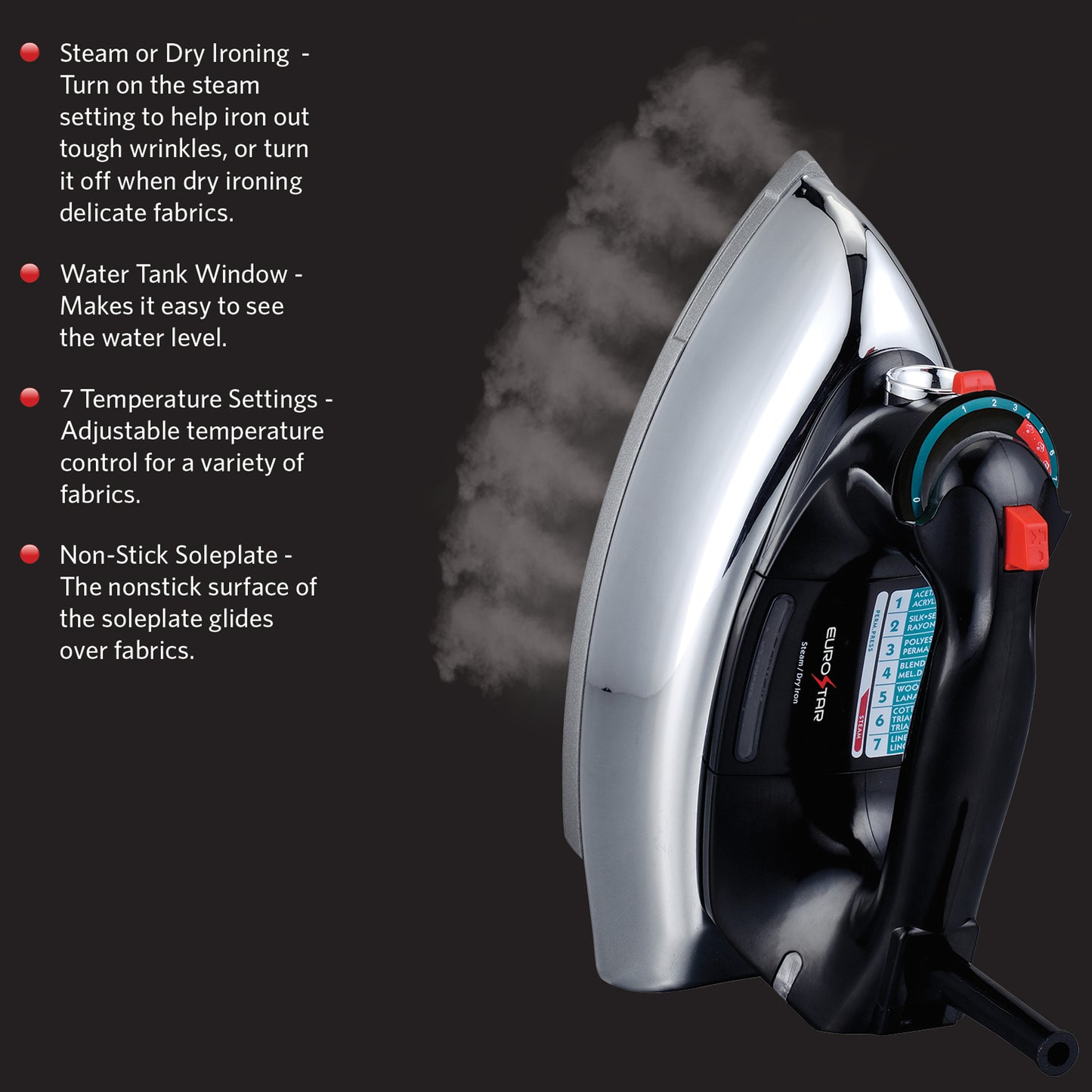 IR900CL Classic Steam/Dry Anti-Drip Iron, Black