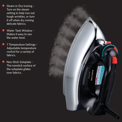 IR900CL Classic Steam/Dry Anti-Drip Iron, Black