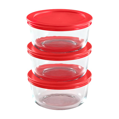 GS2CX3RD 6 Piece 2-Cup Round Storage Set with Red Lids