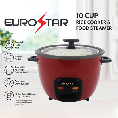 RC610R 10-Cup Rice Cooker, Red