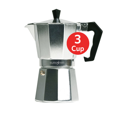 SEM303 3-Cup Stovetop Espresso Maker, Silver