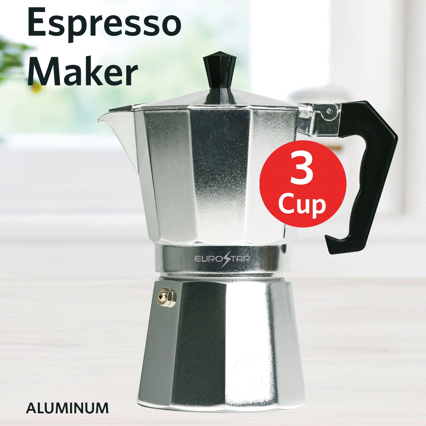 SEM303 3-Cup Stovetop Espresso Maker, Silver