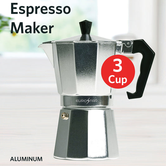 SEM303 3-Cup Stovetop Espresso Maker, Silver