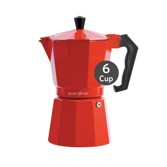 SEM306R 6-Cup Stovetop Espresso Maker, Red