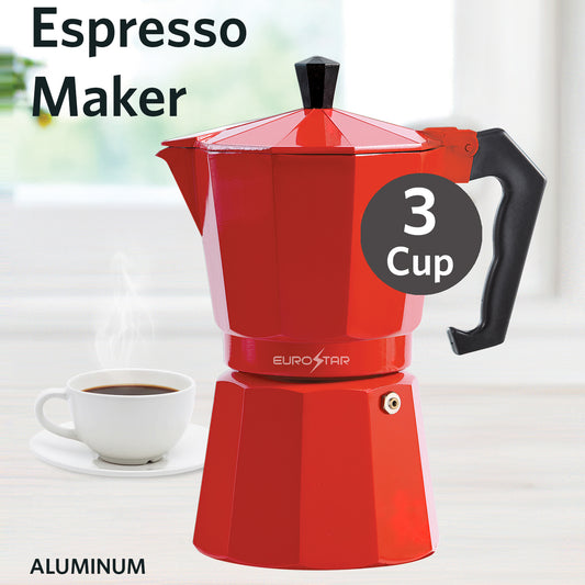 SEM303R 3-Cup Stovetop Espresso Maker, Red