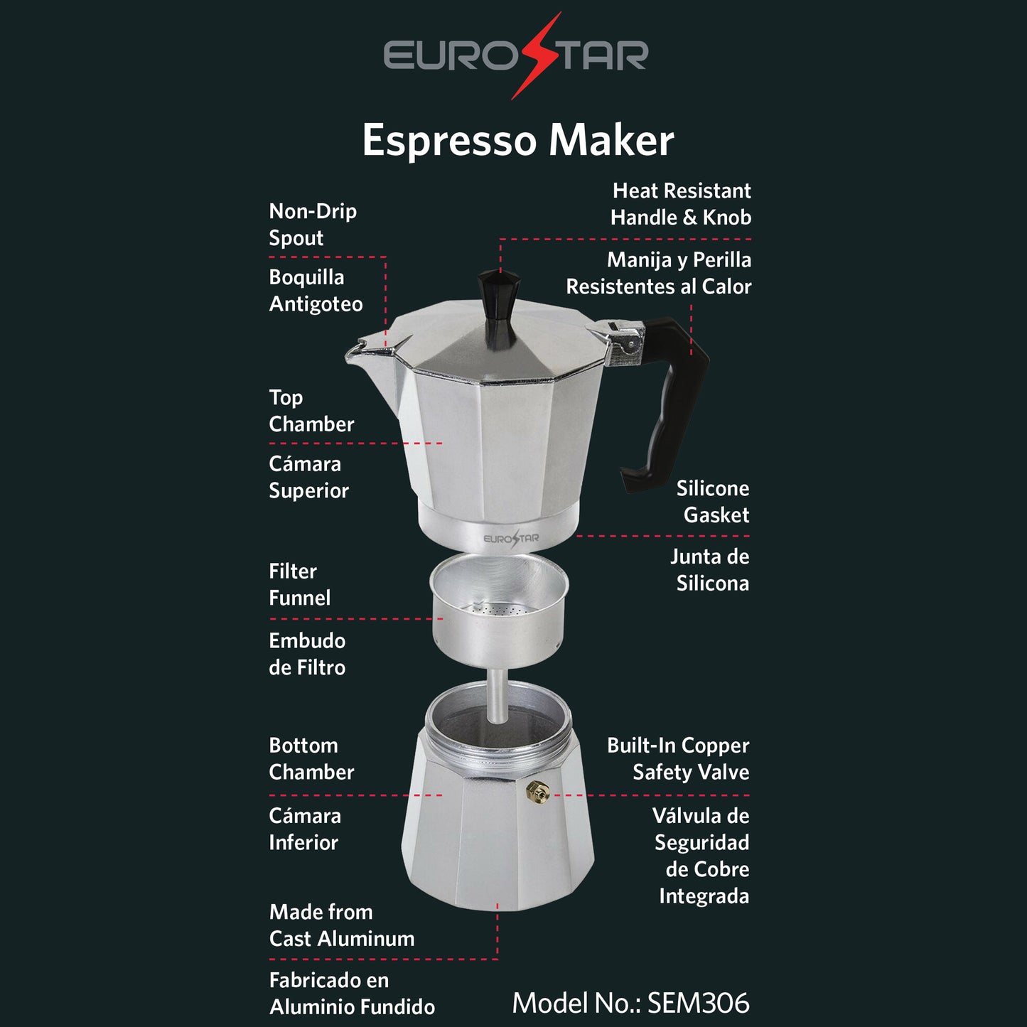 SEM306 6-Cup Stovetop Espresso Maker