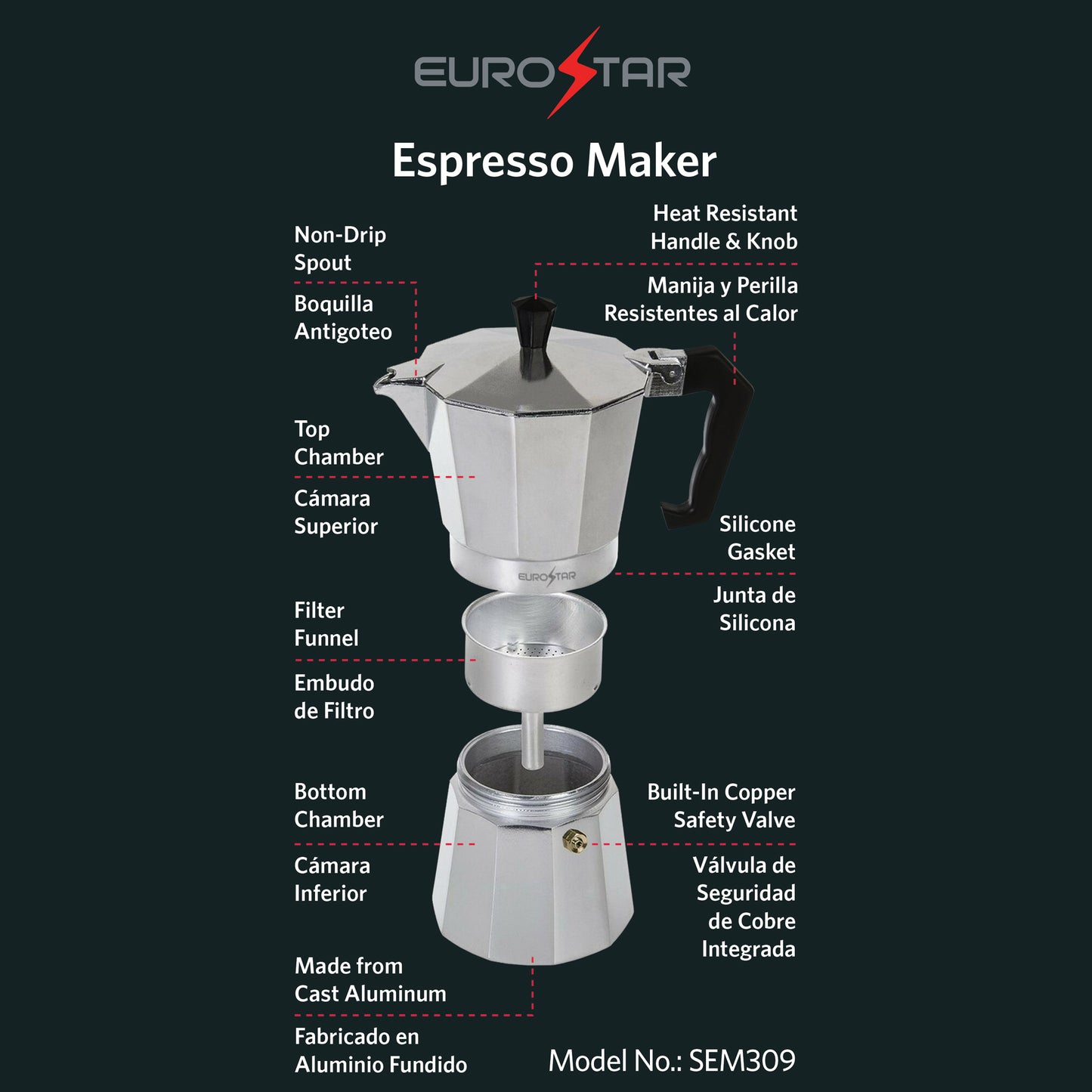 SEM309 9-Cup Stovetop Espresso Maker