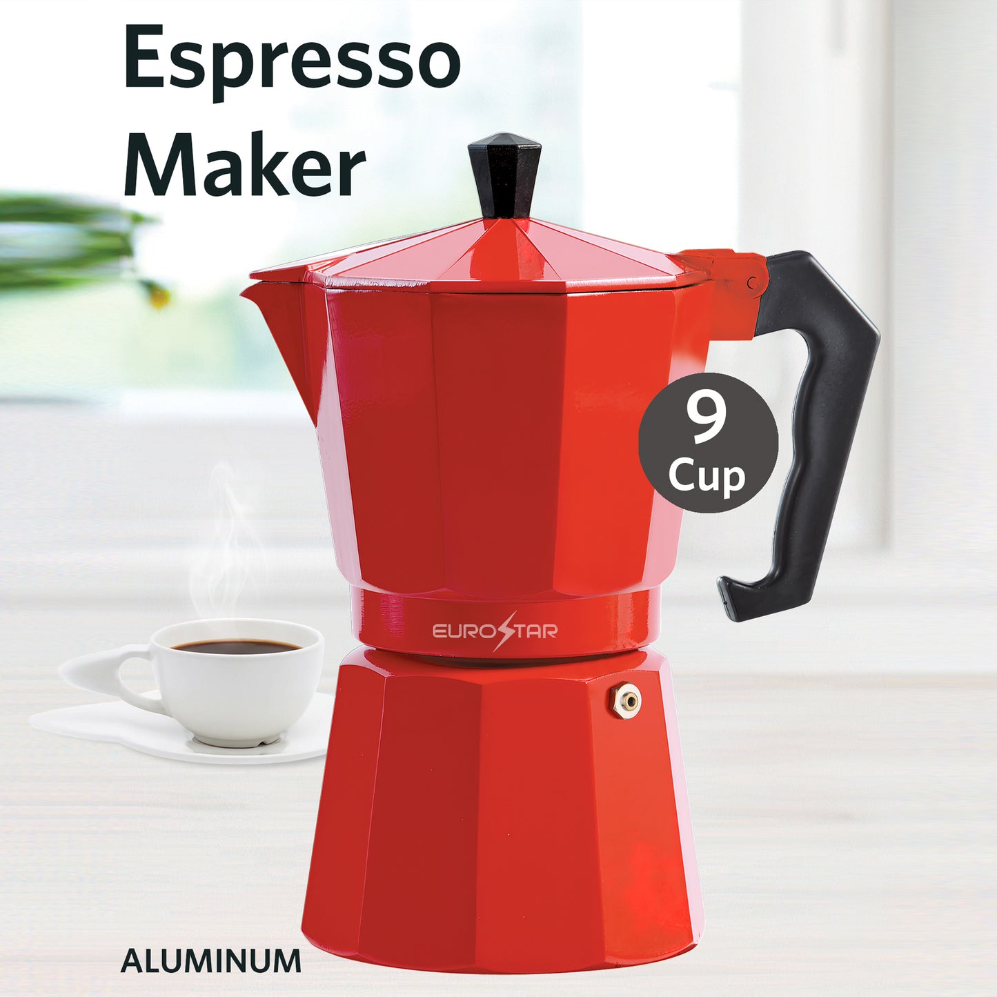 SEM309R 9-Cup Stovetop Espresso Maker, Red