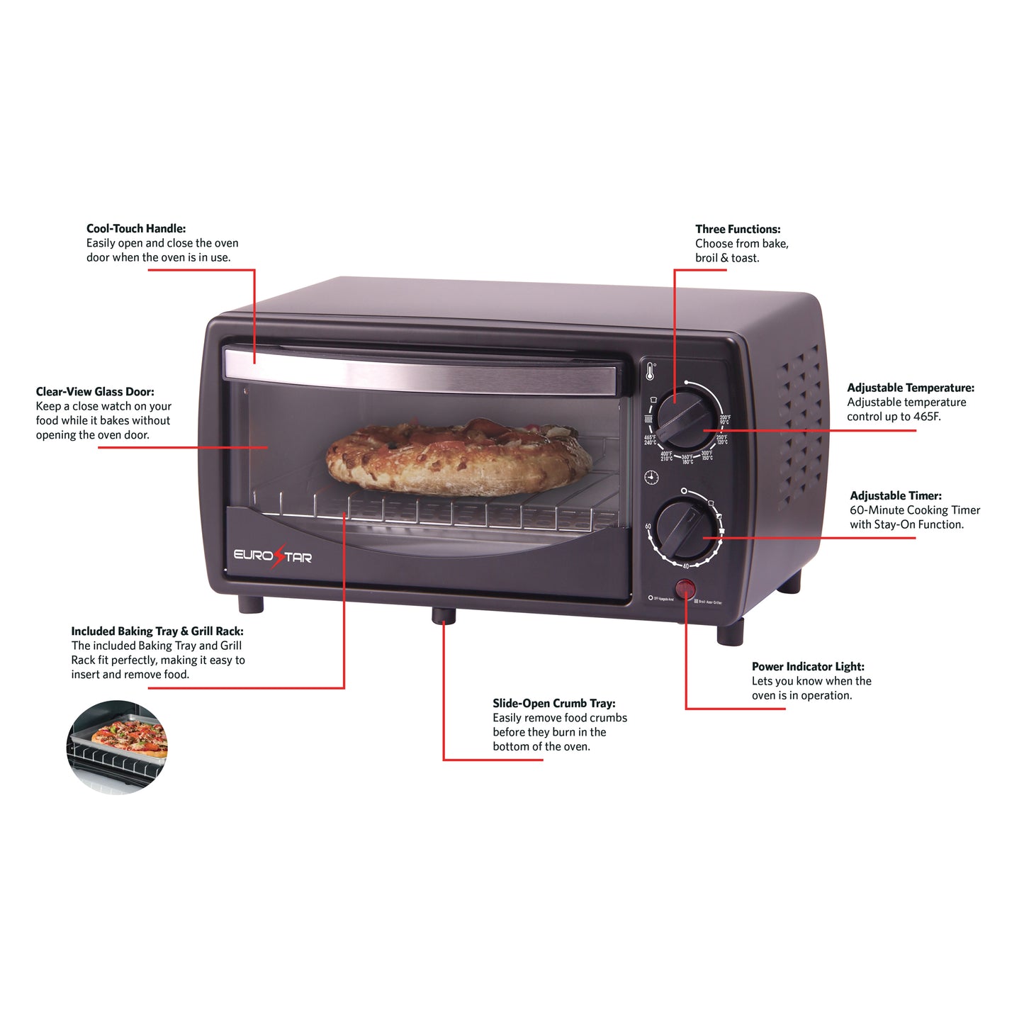 TO900B 4-Slice Toaster Oven Broiler, Black