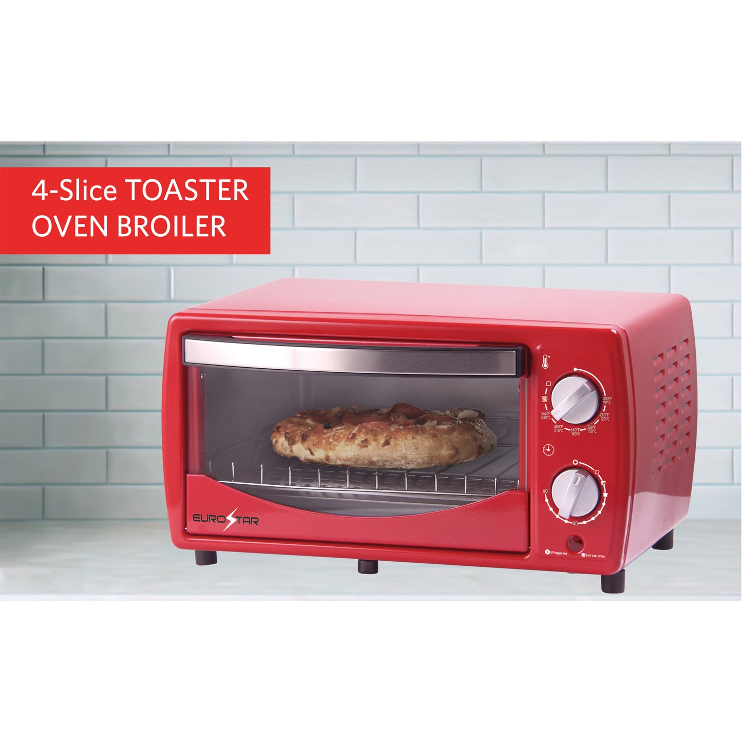 TO901R 4-Slice Toaster Oven Broiler, Red