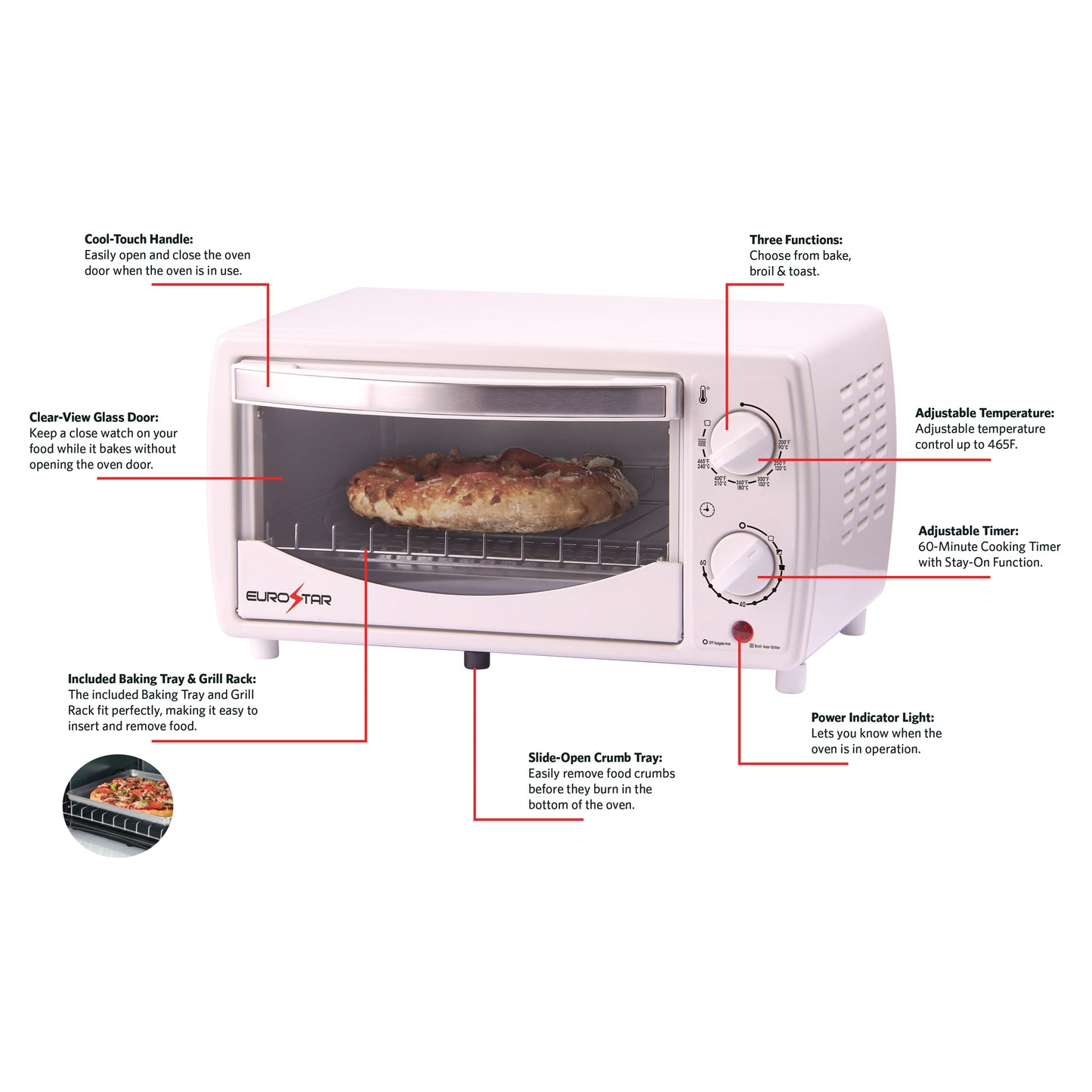 TO902W 4-Slice Toaster Oven Broiler, White
