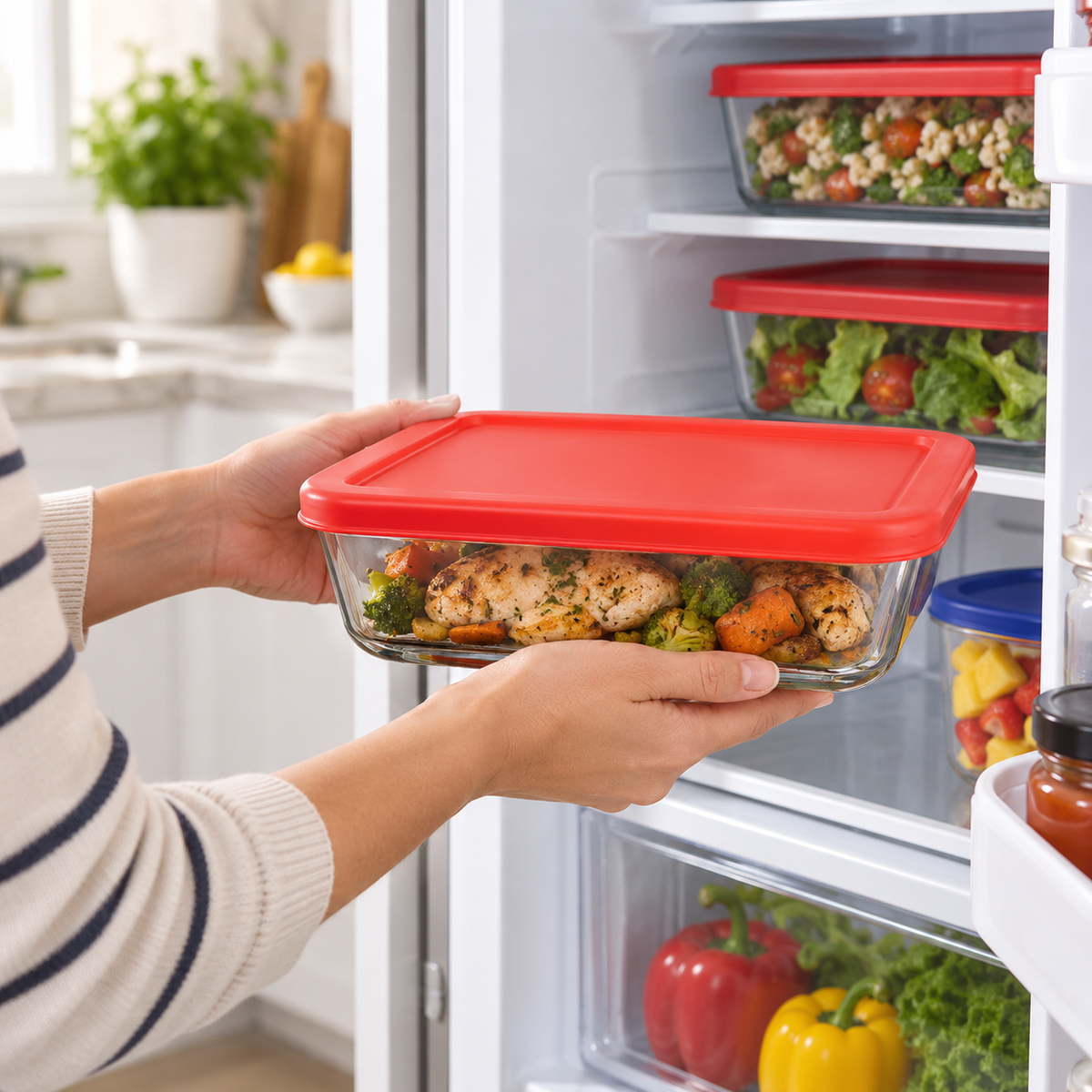 EUROSTAR GS6RCTR Glass Food Storage Container with Lids