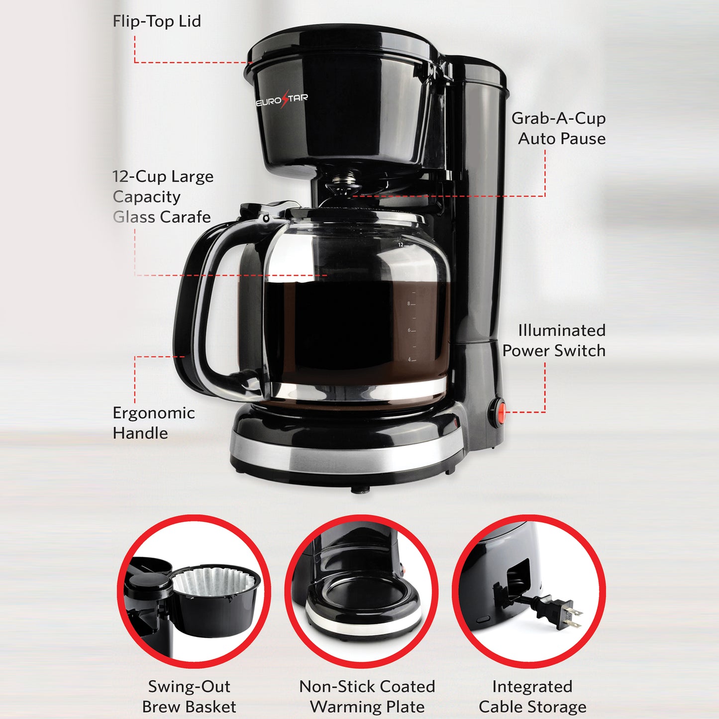 ECM650B 12-Cup Coffee Maker, Black