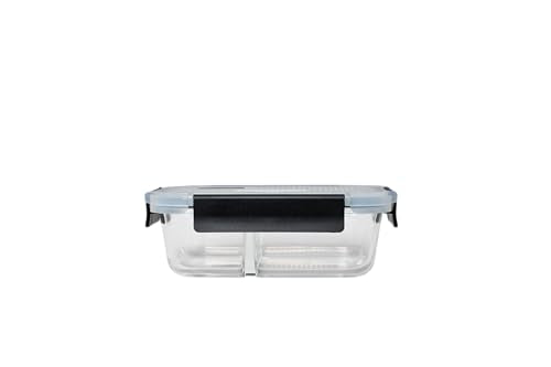 2 Compartment Glass Container with Snap Locking Lid