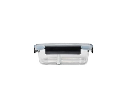 2 Compartment Glass Container with Snap Locking Lid