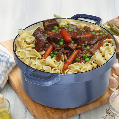 EC6DTL Enameled Cast Iron Dutch Oven Pot with Lids, Blue